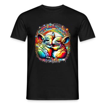 Farbenkuscheln - Chinchillas im Bund - Männer T-Shirt - Schwarz - Vorne - AI Model Male 178 light (178cm)