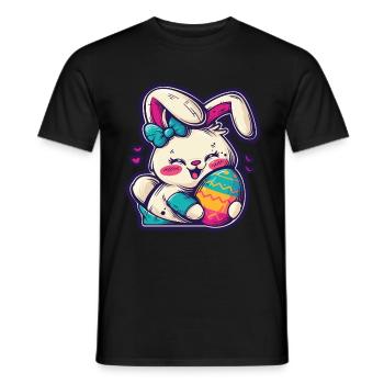 Kawaii Häschen Osterei frohe Ostern Osterfest - Männer T-Shirt - Schwarz - Vorne - AI Model Male 178 light (178cm)