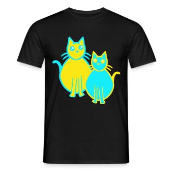80er 90er Retroe Vintage Katzen Kätzchen - Männer T-Shirt - Schwarz - Vorne - AI Model Male 178 light (178cm)