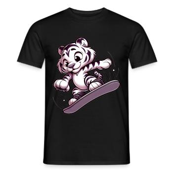 Tigre snowboarder mignon - T-shirt homme - noir - Devant - AI Model Male 178 light (178cm)