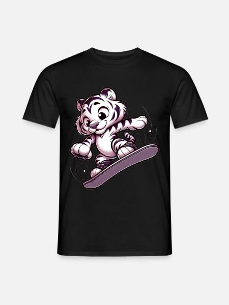 Cute Snowboarder Tiger - Men's T-Shirt - black