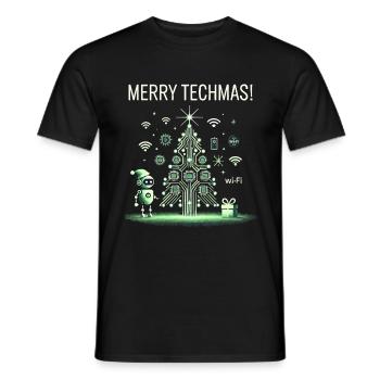 Fröhliche Techmas - Roboter und Schaltkreis-Weihna - Männer T-Shirt - Schwarz - Vorne - AI Model Male 178 light (178cm)