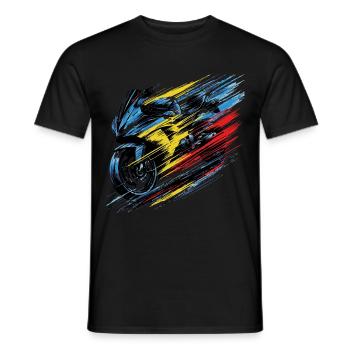 Motorrad in rumänischen Farben - Männer T-Shirt - Schwarz - Vorne - AI Model Male 178 light (178cm)