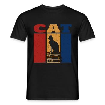 Chat Sur Livres Design Rétro - T-shirt homme - noir - Devant - AI Model Male 178 light (178cm)