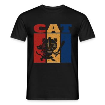 Knight Cat Retro Design - Men's T-Shirt - black - Front - AI Model Male 178 light (178cm)