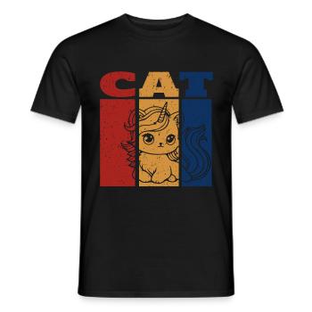 Licorne chat design rétro - T-shirt homme - noir - Devant - AI Model Male 178 light (178cm)