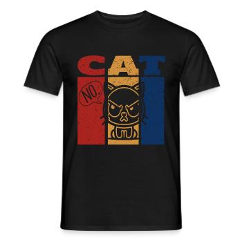 Angry Cat Saying No Retro Design - Men's T-Shirt - black - Front - AI Model Male 178 light (178cm)