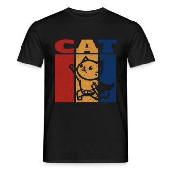 Superhero Cat Retro Design - Men's T-Shirt - black - Front - AI Model Male 178 light (178cm)