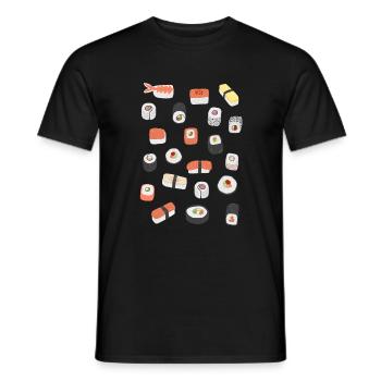 Sushi roll maki nigiri Japanese food art - Men's T-Shirt - black - Front - AI Model Male 178 light (178cm)