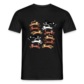 Cats Leaping - Men's T-Shirt - black - Front - AI Model Male 178 light (178cm)