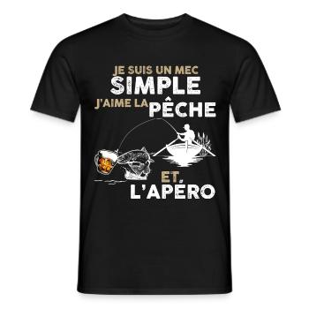 Pêcheur cool, apéro bière humour papy, papa pêche - T-shirt homme - noir - Devant - AI Model Male 178 light (178cm)