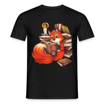 Niedlicher lesender Fuchs Geschenkidee Bücherwurm - Männer T-Shirt - Schwarz - Vorne - AI Model Male 178 light (178cm)