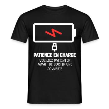 Patience en charge humour téléchargement patience - T-shirt homme - noir - Devant - AI Model Male 178 light (178cm)
