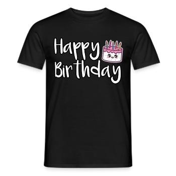 Joyeux anniversaire Gâteau d’anniversaire - T-shirt homme - noir - Devant - AI Model Male 178 light (178cm)