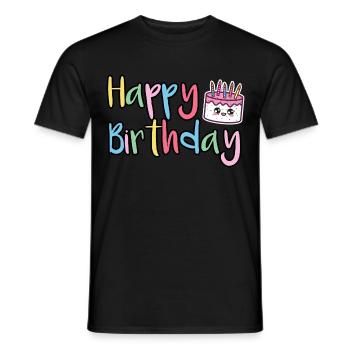 Joyeux anniversaire Joyeux gâteau d’anniversaire - T-shirt homme - noir - Devant - AI Model Male 178 light (178cm)