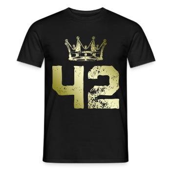 42 Cijfer kroon - Heren T-shirt - zwart - Voor - AI Model Male 178 light (178cm)