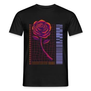 Futuristic streetwear of a rose - Men's T-Shirt - black - Front - AI Model Male 178 light (178cm)