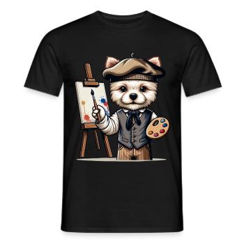 Cute Dog Artist - Men's T-Shirt - black - Front - AI Model Male 178 light (178cm)
