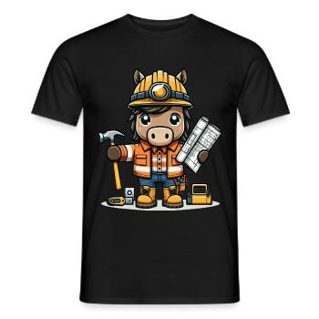Cute Horse Construction Worker - Männer T-Shirt - Schwarz - Vorne - AI Model Male 178 light (178cm)