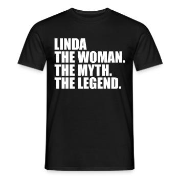 Femme, Mythe, Légende, Nom Linda - T-shirt homme - noir - Devant - AI Model Male 178 light (178cm)