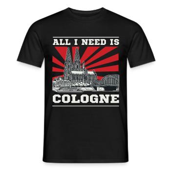 All I Need is Cologne Design – Kölner, Kölnerin - Men's T-Shirt - black - Front - AI Model Male 178 light (178cm)