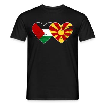 Palästina Mazedonien Flagge used - Männer T-Shirt - Schwarz - Vorne - AI Model Male 178 light (178cm)
