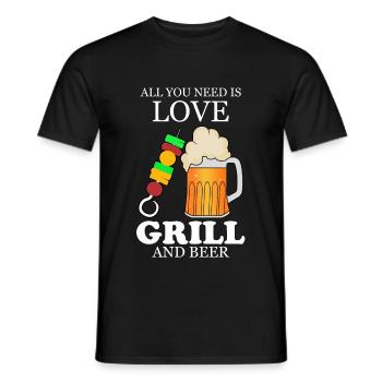 Grillen Barbeque Liebe Bier - Geschenk - Männer T-Shirt - Schwarz - Vorne - AI Model Male 178 light (178cm)