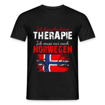 Ich Brauche Keine Therapie Ich Muss Nach Norwegen - Männer T-Shirt - Schwarz - Vorne - AI Model Male 178 light (178cm)