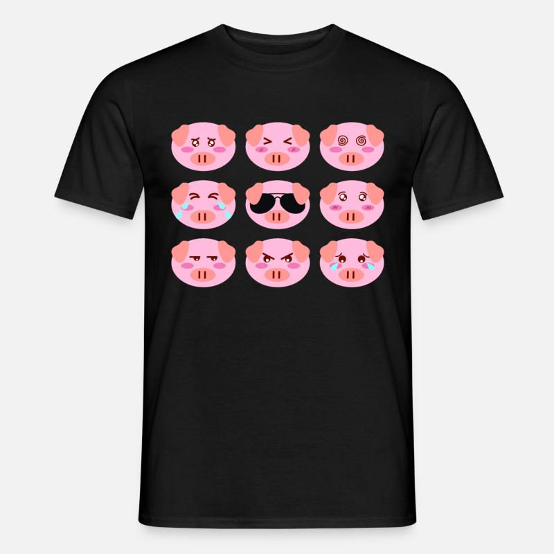 Cool Cochon Rose Humeur Différente Visages De - T-shirt homme - noir