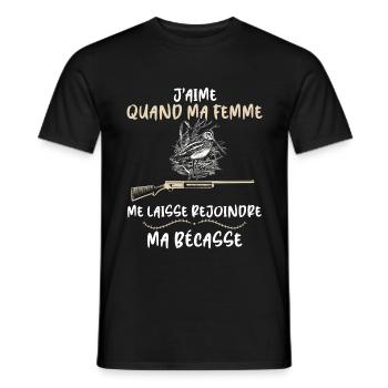 Moi, ma femme et la Bécasse - T-shirt homme - noir - Devant - AI Model Male 178 light (178cm)