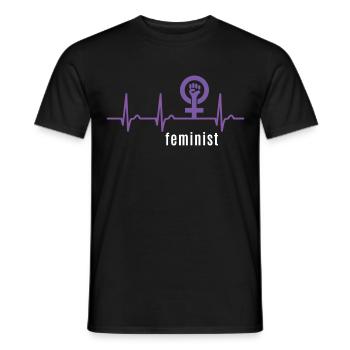 Feminist Herzkurve - Puls Frauenpower Feminismus - Männer T-Shirt - Schwarz - Vorne - AI Model Male 178 light (178cm)