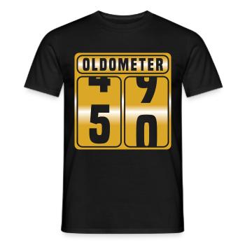 Gold Birthday Tee "Oldometer 50" For Anyone Who's - Men's T-Shirt - black - Front - AI Model Male 178 light (178cm)