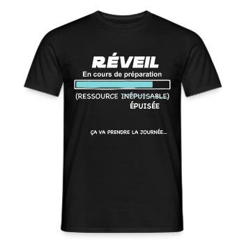 Réveil Humour Téléchargement En Cours - T-shirt homme - noir - Devant - AI Model Male 178 light (178cm)