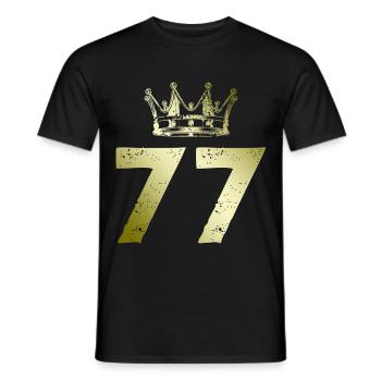 77 Zahl Krone - Männer T-Shirt - Schwarz - Vorne - AI Model Male 178 light (178cm)