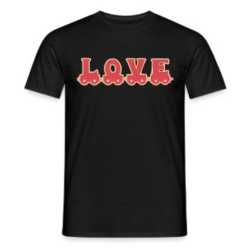 LIEBE LOVE TRAIN ZUG - Men's T-Shirt - black - Front - AI Model Male 178 light (178cm)
