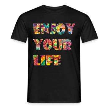 Enjoy Your Life - Männer T-Shirt - Schwarz - Vorne - AI Model Male 178 light (178cm)