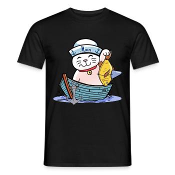 maritime, Moin, marins, chat, marin, ahoy, bateau - T-shirt homme - noir - Devant - AI Model Male 178 light (178cm)