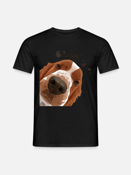 Curious Welsh Springer Spaniel Dog - Men's T-Shirt - black