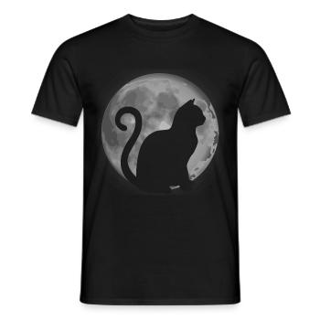 mignon chat silhouette lune animal - T-shirt homme - noir - Devant - AI Model Male 178 light (178cm)