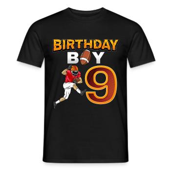 Anniversaire Garçon 9 American Footbal Cadeau - T-shirt homme - noir - Devant - AI Model Male 178 light (178cm)