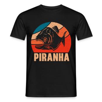 Piranha Collector Aquarist Aquaristics Fish Keeping - Men's T-Shirt - black - Front - AI Model Male 178 light (178cm)