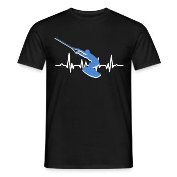 Wakeboard Wind Surf Gift Heartbeat - Men's T-Shirt - black - Front - AI Model Male 178 light (178cm)