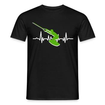 Wakeboard Wind Surf Gift Heartbeat - Men's T-Shirt - black - Front - AI Model Male 178 light (178cm)