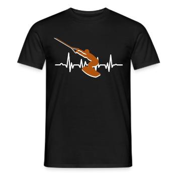 Wakeboard Wind Surf Gift Heartbeat - Men's T-Shirt - black - Front - AI Model Male 178 light (178cm)