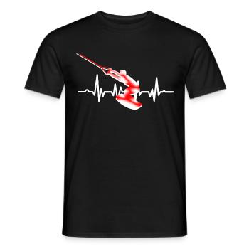 Wakeboard Wind Surf Gift Heartbeat - Men's T-Shirt - black - Front - AI Model Male 178 light (178cm)