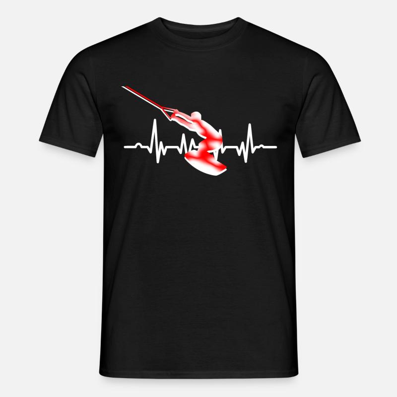 Wakeboard Wind Surf Cadeau Battement de Coeur - T-shirt homme - noir