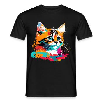 Kitten, Cat - Men's T-Shirt - black - Front - AI Model Male 178 light (178cm)