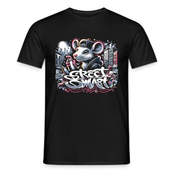 Rat in Graffiti Style: Urban Street Vibes - Men's T-Shirt - black - Front - AI Model Male 178 light (178cm)