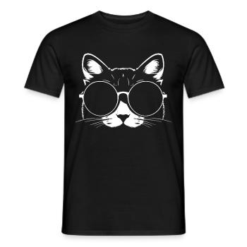 Drôle de chat avec des lunettes de soleil Chaton Sunglas Cats - T-shirt homme - noir - Devant - AI Model Male 178 light (178cm)