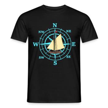 Compass Sailing Ship Ship Ships Travel - Men's T-Shirt - black - Front - AI Model Male 178 light (178cm)